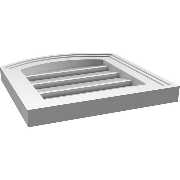 Ekena Millwork Arch Top Surface Mount PVC Gable Vent: Non-Functional, w/2"W x 1-1/2"P Brickmould Frame, 12"W x 42"H - GVPAR12X4202SN