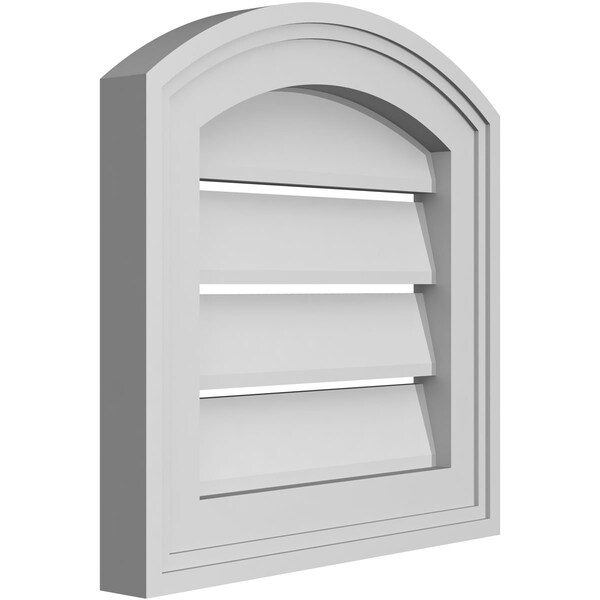 Ekena Millwork Arch Top Surface Mount PVC Gable Vent: Non-Functional, w/2"W x 1-1/2"P Brickmould Frame, 12"W x 42"H - GVPAR12X4202SN