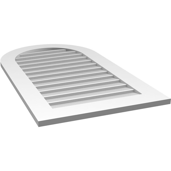 Ekena Millwork Round Top Surface Mount PVC Gable Vent: Non-Functional, w/ 3-1/2"W x 1"P Standard Frame, 24"W x 42"H - GVPRT24X4201SN