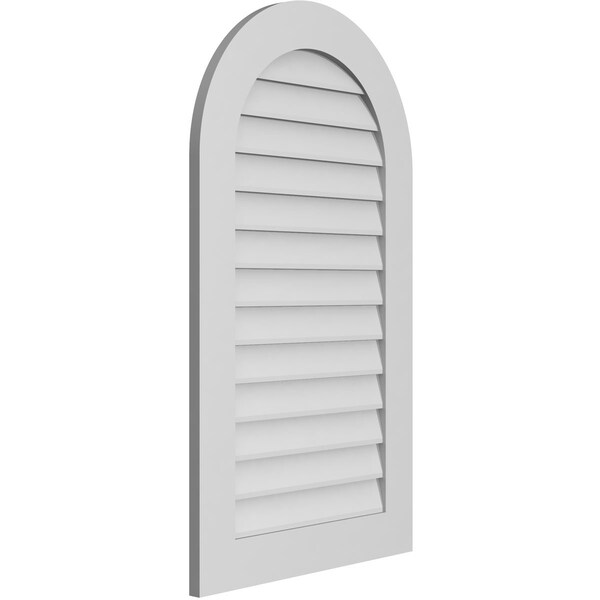Ekena Millwork Round Top Surface Mount PVC Gable Vent: Non-Functional, w/ 3-1/2"W x 1"P Standard Frame, 24"W x 42"H - GVPRT24X4201SN