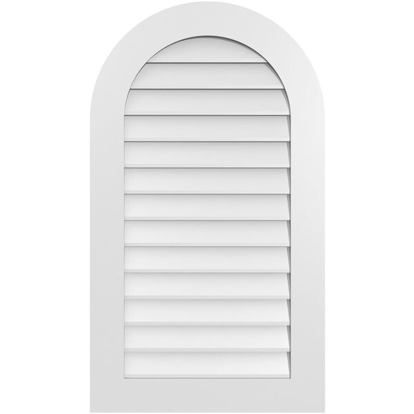 Ekena Millwork Round Top Surface Mount PVC Gable Vent: Non-Functional, w/ 3-1/2"W x 1"P Standard Frame, 24"W x 42"H - GVPRT24X4201SN