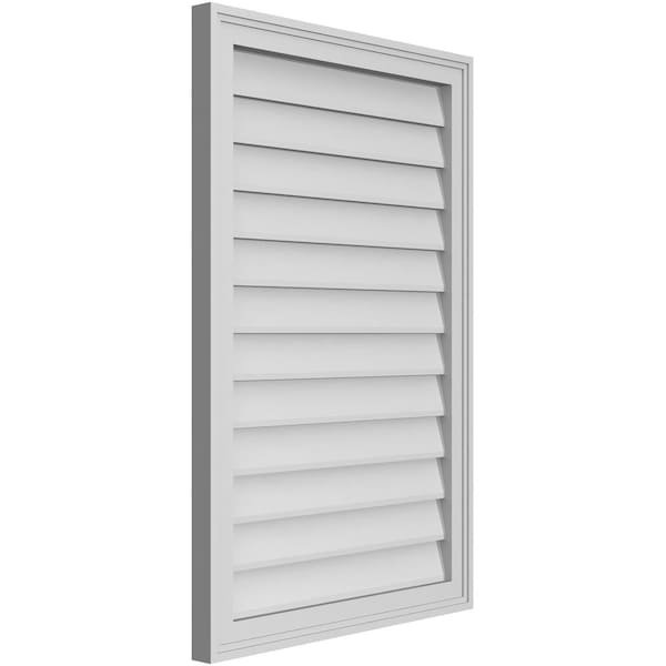 Ekena Millwork Vertical Surface Mount PVC Gable Vnt: Non-Functional, w/2"W x 1-1/2"H, Brickmould Frame, 24"W x 36"H - GVPVE24X3602SN