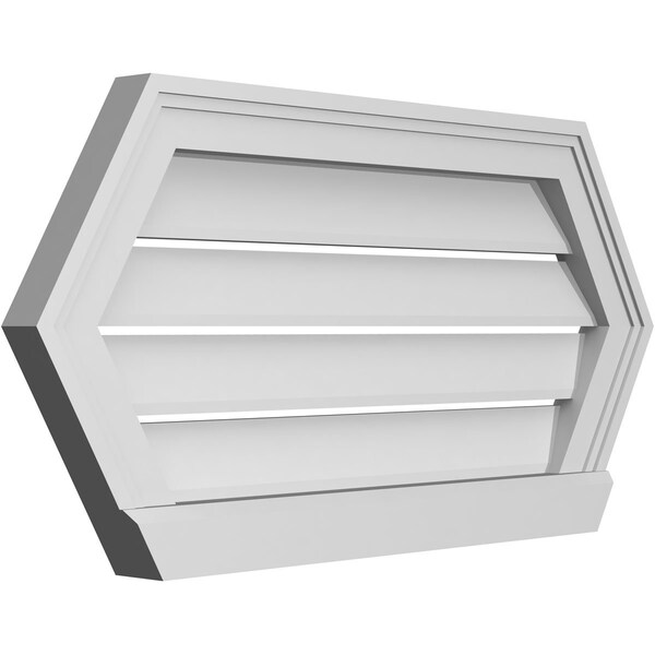 Ekena Millwork Half Round Surface Mount PVC Gable Vent: Functional, w/ 2"W x 2"P Brickmould Sill Frame, 28"W x 14"H - GVPHR28X1403SF