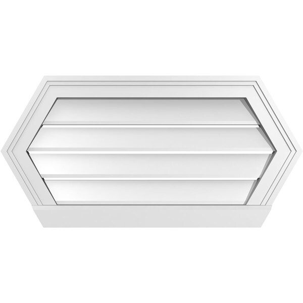 Ekena Millwork Half Round Surface Mount PVC Gable Vent: Functional, w/ 2"W x 2"P Brickmould Sill Frame, 28"W x 14"H - GVPHR28X1403SF