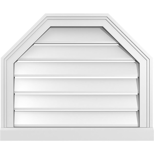 Ekena Millwork Octagonal Top Surface Mount PVC Gable Vent w/ 2"W x 2"P Brickmould Sill Frame, 24"W x 20"H - GVPOT24X2003SF