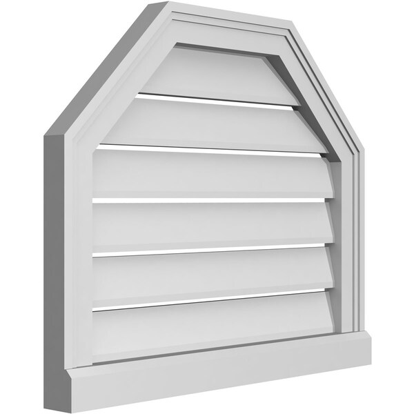 Ekena Millwork Octagonal Top Surface Mount PVC Gable Vent w/ 2"W x 2"P Brickmould Sill Frame, 24"W x 20"H - GVPOT24X2003SF