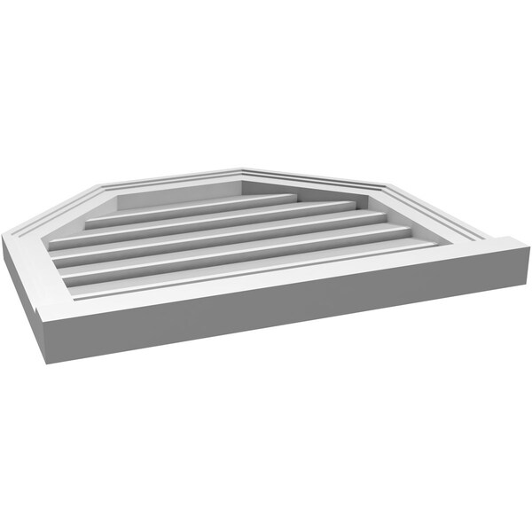 Ekena Millwork Octagonal Top Surface Mount PVC Gable Vent w/ 2"W x 2"P Brickmould Sill Frame, 24"W x 20"H - GVPOT24X2003SF