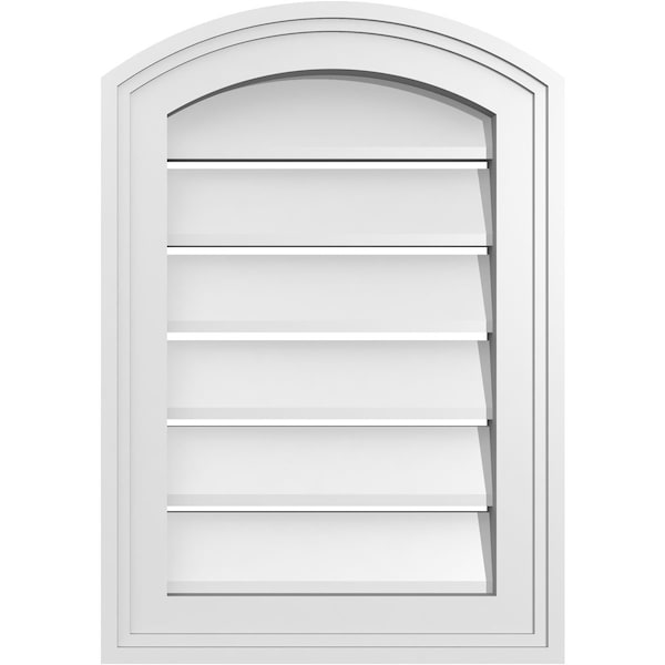 Ekena Millwork Arch Top Surface Mount PVC Gable Vent: Non-Functional, w/2"W x 1-1/2"P Brickmould Frame, 14"W x 18"H - GVPAR14X1802SN