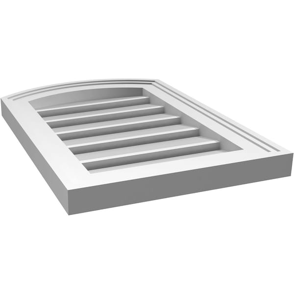 Ekena Millwork Arch Top Surface Mount PVC Gable Vent: Non-Functional, w/2"W x 1-1/2"P Brickmould Frame, 14"W x 18"H - GVPAR14X1802SN