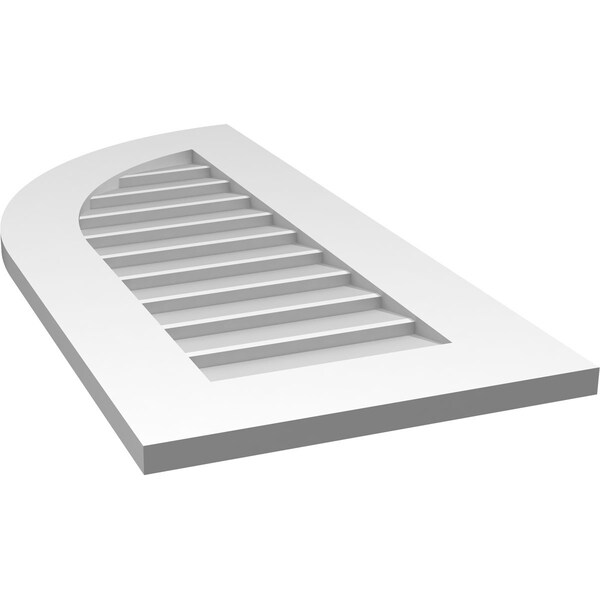 Ekena Millwork Quarter Round Top Left Surface Mount PVC Gable Vent w/ 3-1/2"W x 1"P Standard Frame, 16"W x 34"H - GVPQL16X3401SN