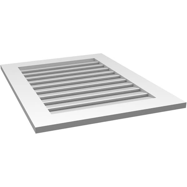Ekena Millwork Vertical Surface Mount PVC Gable Vent: Functional, w/ 3-1/2"W x 1"P Standard Frame, 26"W x 34"H - GVPVE26X3401SF