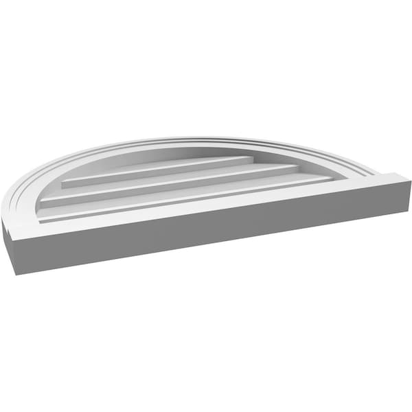 Ekena Millwork Round Top Surface Mount PVC Gable Vent w/ 2"W x 2"P Brickmould Sill Frame, 24"W x 16"H - GVPRT24X1603SN