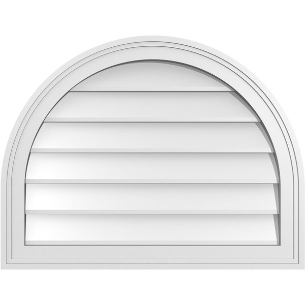Ekena Millwork Round Top Surface Mount PVC Gable Vent w/ 2"W x 1-1/2"P Brickmould Frame, 26"W x 20"H - GVPRT26X2002SN