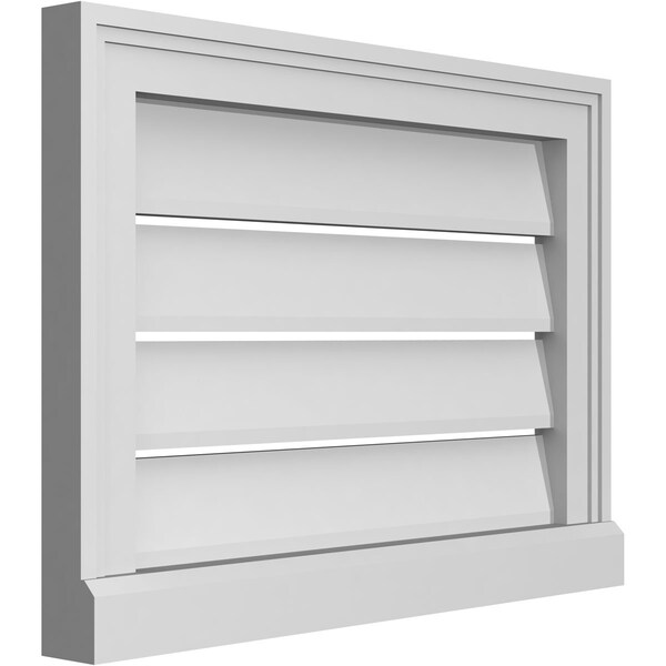 Ekena Millwork Vertical Surface Mount PVC Gable Vent: Functional, w/ 2"W x 2"P Brickmould Sill Frame, 22"W x 16"H - GVPVE22X1603SF