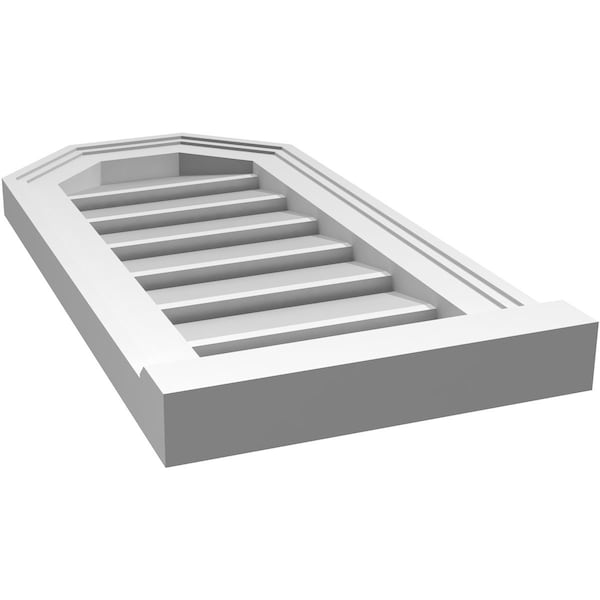 Ekena Millwork Octagonal Top Surface Mount PVC Gable Vent w/ 2"W x 2"P Brickmould Sill Frame, 12"W x 24"H - GVPOT12X2403SF