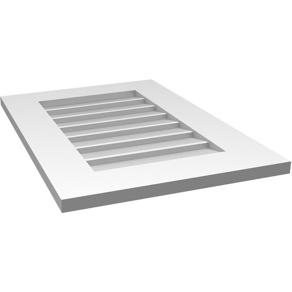 Ekena Millwork Vertical Surface Mount PVC Gable Vent: Non-Functional, w/ 3-1/2"W x 1"P Standard Frame, 18"W x 26"H - GVPVE18X2601SN