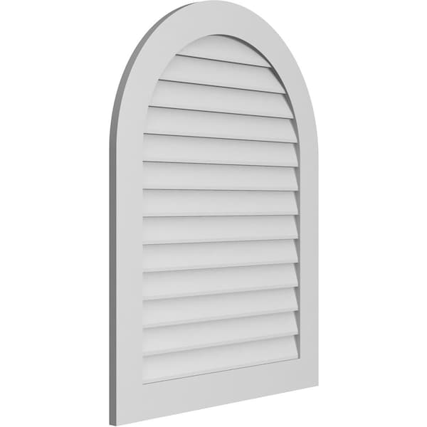 Ekena Millwork Round Top Surface Mount PVC Gable Vent: Non-Functional, w/ 3-1/2"W x 1"P Standard Frame, 32"W x 42"H - GVPRT32X4201SN