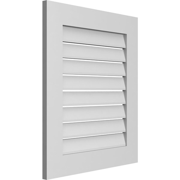 Ekena Millwork Vertical Surface Mount PVC Gable Vent: Functional, w/ 3-1/2"W x 1"P Standard Frame, 24"W x 28"H - GVPVE24X2801SF