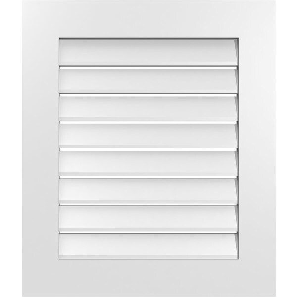 Ekena Millwork Vertical Surface Mount PVC Gable Vent: Functional, w/ 3-1/2"W x 1"P Standard Frame, 24"W x 28"H - GVPVE24X2801SF