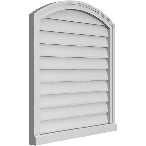 Ekena Millwork Arch Top Surface Mount PVC Gable Vent: Functional, w/ 2"W x 2"P Brickmould Sill Frame, 30"W x 32"H - GVPAR30X3203SF