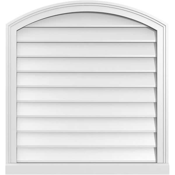 Ekena Millwork Arch Top Surface Mount PVC Gable Vent: Functional, w/ 2"W x 2"P Brickmould Sill Frame, 30"W x 32"H - GVPAR30X3203SF