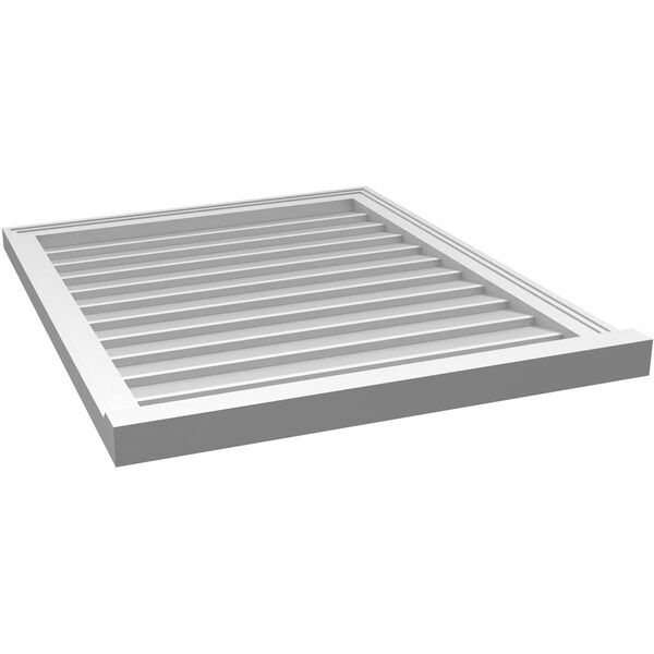 Ekena Millwork Vertical Surface Mount PVC Gable Vent w/ 2"W x 2"H , Brickmould Sill Frame, 28"W x 34"H - GVPVE28X3403SN