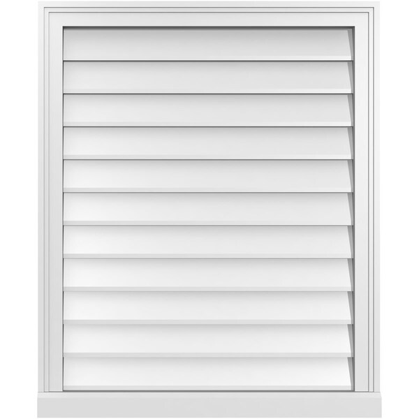 Ekena Millwork Vertical Surface Mount PVC Gable Vent w/ 2"W x 2"H , Brickmould Sill Frame, 28"W x 34"H - GVPVE28X3403SN