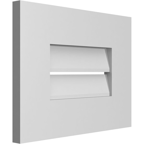 Ekena Millwork Vertical Surface Mount PVC Gable Vent: Functional, w/ 3-1/2"W x 1"P Standard Frame, 16"W x 12"H - GVPVE16X1201SF