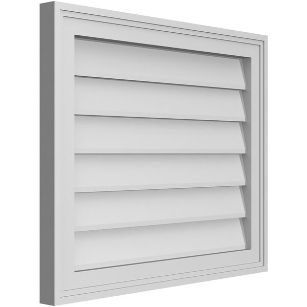 Ekena Millwork Vertical Surface Mount PVC Gable Vnt: Non-Functional, w/2"W x 1-1/2"H, Brickmould Frame, 24"W x 20"H - GVPVE24X2002SN