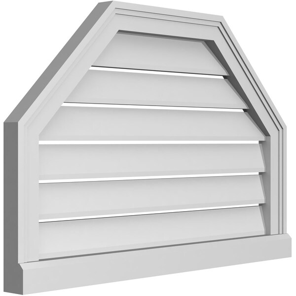 Ekena Millwork Octagonal Top Surface Mount PVC Gable Vent w/ 2"W x 2"P Brickmould Sill Frame, 30"W x 20"H - GVPOT30X2003SF