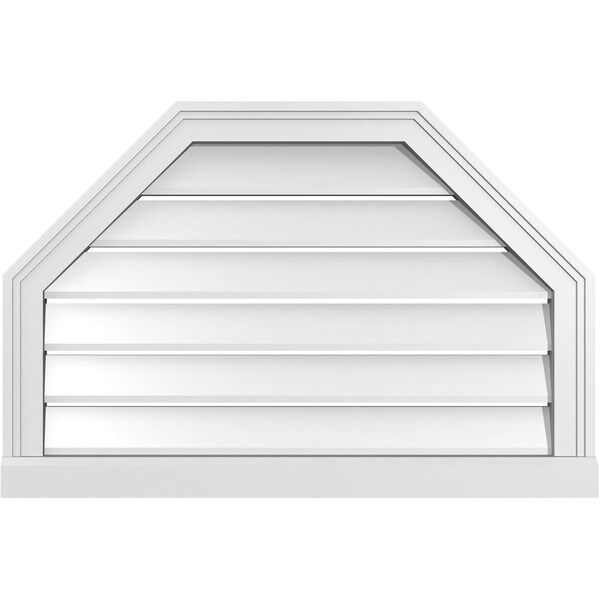 Ekena Millwork Octagonal Top Surface Mount PVC Gable Vent w/ 2"W x 2"P Brickmould Sill Frame, 30"W x 20"H - GVPOT30X2003SF