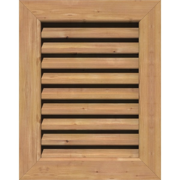 Ekena Millwork Vertical Gable Vent Functional, Western Red Cedar Gable Vent w/ 1" x 4" Flat Trim Frame, 20"W x 14"H - GVWVE20X1401SFUWR