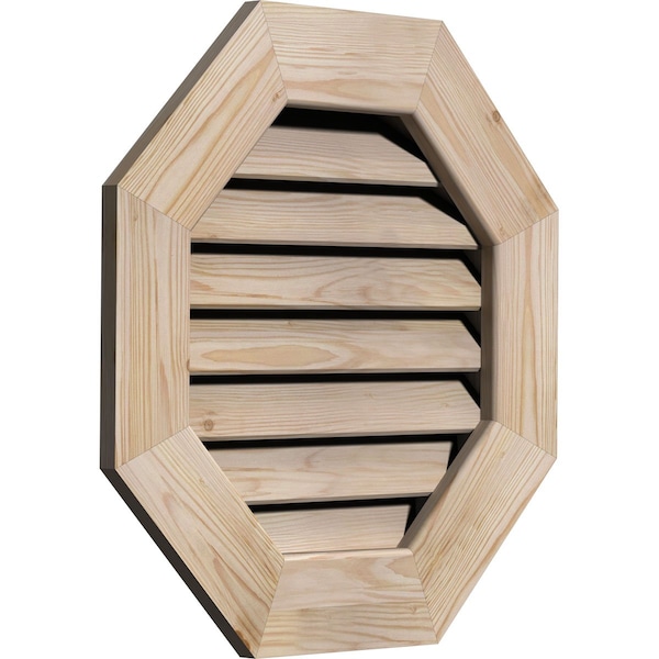 Ekena Millwork Octagonal Gable Vent Unfinished, Functional, Pine Gable Vent w/ 1" x 4" Flat Trim Frame, 22"W x 22"H - GVWOC22X2201SFUPI
