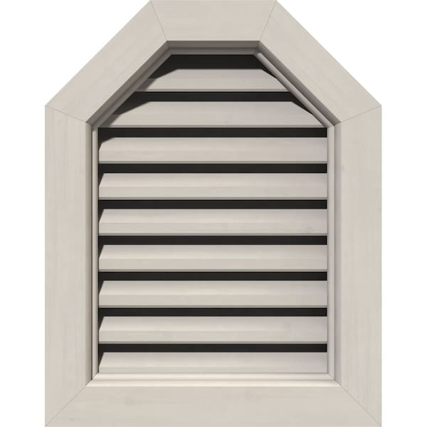 Ekena Millwork Octagonal Top Gable Vent Western Red Cedar Gable Vent w/Brick Mould Face Frame, 30"W x 34"H - GVWOT30X3400SFPWR
