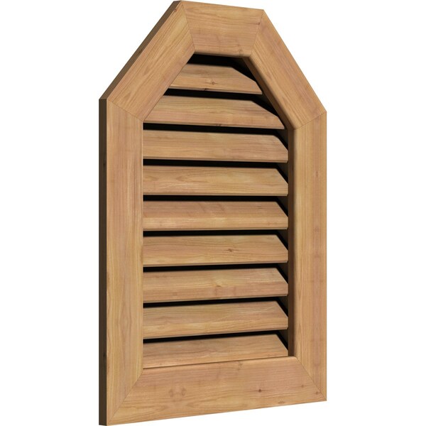 Ekena Millwork Octagonal Top Gable Vent Western Red Cedar Gable Vent w/1" x 4" Flat Trim Frame, 20"W x 22"H - GVWOT20X2201SFUWR