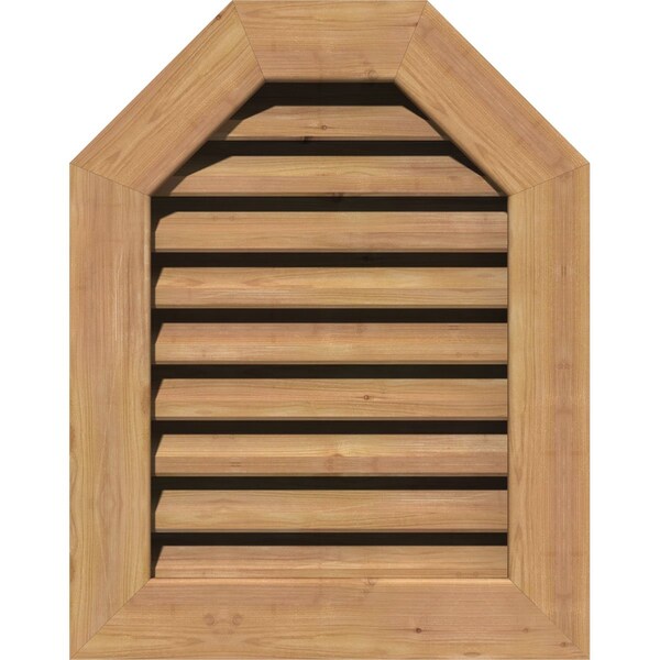 Ekena Millwork Octagonal Top Gable Vent Western Red Cedar Gable Vent w/1" x 4" Flat Trim Frame, 20"W x 22"H - GVWOT20X2201SFUWR