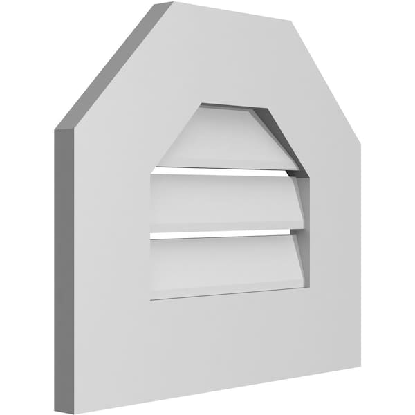 Ekena Millwork Octagonal Top Surface Mount PVC Gable Vent: Functional, w/ 3-1/2"W x 1"P Standard Frame, 16"W x 14"H - GVPOT16X1401SF