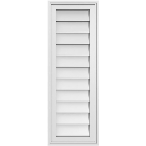 Ekena Millwork Vertical Surface Mount PVC Gable Vnt: Non-Functional, w/2"W x 1-1/2"H, Brickmould Frame, 12"W x 34"H - GVPVE12X3402SN