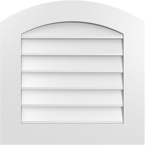 Ekena Millwork Arch Top Surface Mount PVC Gable Vent: Functional, w/ 3-1/2"W x 1"P Standard Frame, 24"W x 24"H - GVPAR24X2401SF