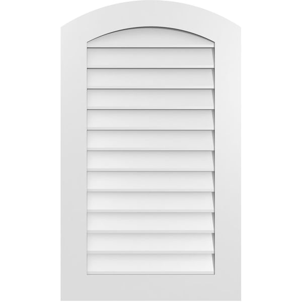 Ekena Millwork Arch Top Surface Mount PVC Gable Vent: Functional, w/ 3-1/2"W x 1"P Standard Frame, 24"W x 40"H - GVPAR24X4001SF