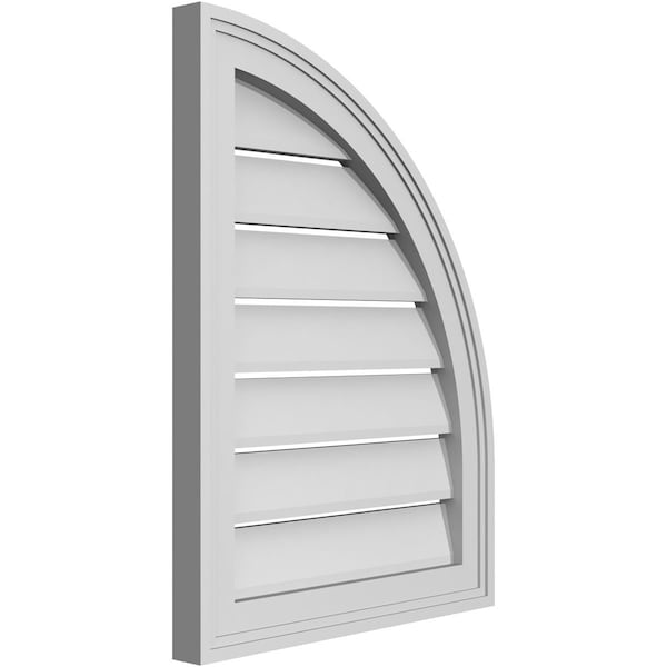 Ekena Millwork Quarter Round Top Right Surface Mount PVC Gable Vent w/ 2"W x 2"P Brickmould Sill Frame, 18"W x 24"H - GVPQR18X2403SF