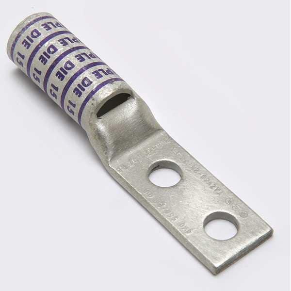Burndy Two Hole Lug Compress Connector, 4/0 AWG, Length: 4.02 in - YAZV282NT38FX