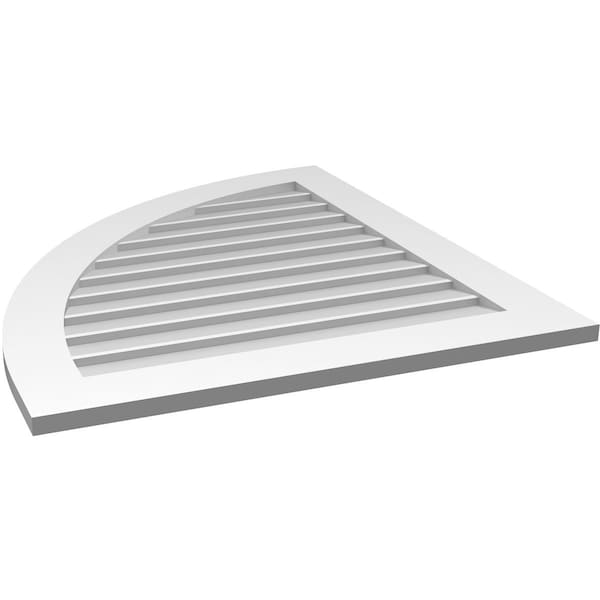 Ekena Millwork Quarter Round Top Left Surface Mount PVC Gable Vent w/ 3-1/2"W x 1"P Standard Frame, 32"W x 36"H - GVPQL32X3601SN
