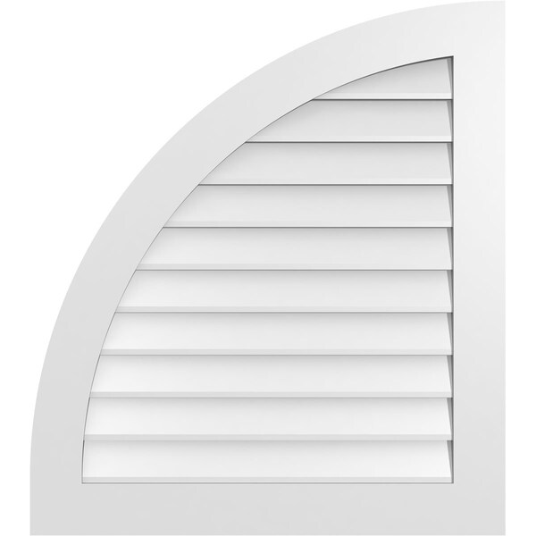 Ekena Millwork Quarter Round Top Left Surface Mount PVC Gable Vent w/ 3-1/2"W x 1"P Standard Frame, 32"W x 36"H - GVPQL32X3601SN
