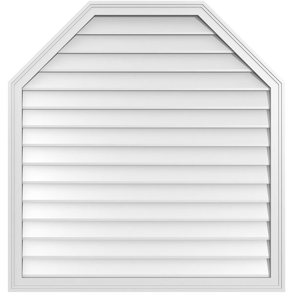 Ekena Millwork Octagonal Top Surface Mount PVC Gable Vent w/ 2"W x 1-1/2"P Brickmould Frame, 40"W x 42"H - GVPOT40X4202SN