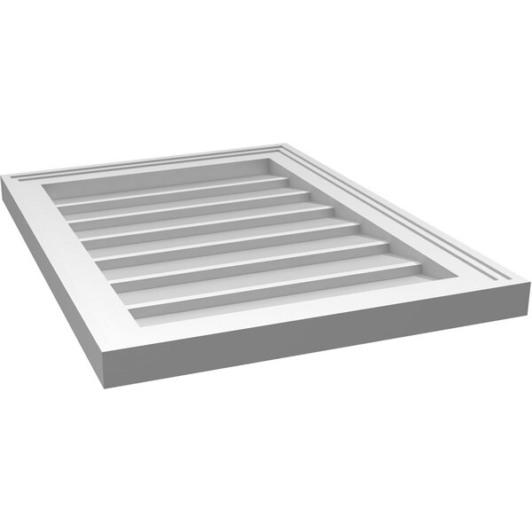 Ekena Millwork Vertical Surface Mount PVC Gable Vnt: Non-Functional, w/2"W x 1-1/2"H, Brickmould Frame, 18"W x 24"H - GVPVE18X2402SN