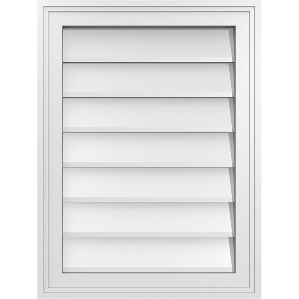 Ekena Millwork Vertical Surface Mount PVC Gable Vnt: Non-Functional, w/2"W x 1-1/2"H, Brickmould Frame, 18"W x 24"H - GVPVE18X2402SN