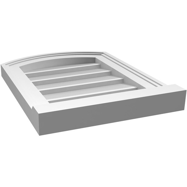 Ekena Millwork Arch Top Surface Mount PVC Gable Vent: Functional, w/ 2"W x 2"P Brickmould Sill Frame, 14"W x 18"H - GVPAR14X1803SF