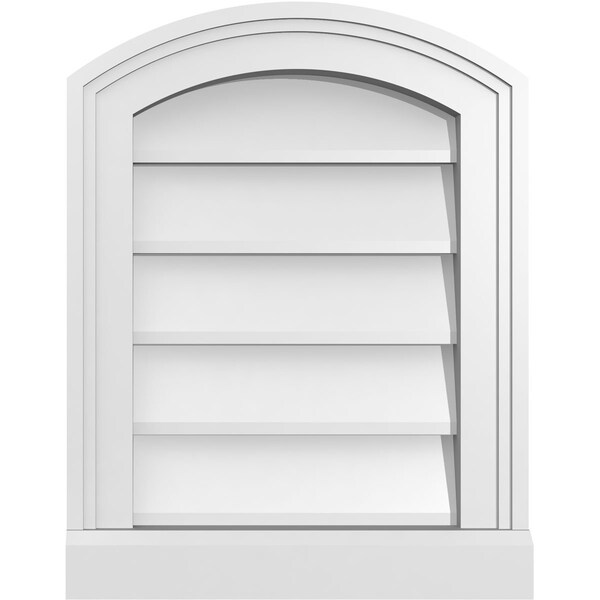 Ekena Millwork Arch Top Surface Mount PVC Gable Vent: Functional, w/ 2"W x 2"P Brickmould Sill Frame, 14"W x 18"H - GVPAR14X1803SF