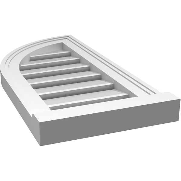 Ekena Millwork Quarter Round Top Left Surface Mount PVC Gable Vent w/ 2"W x 2"P Brickmould Sill Frame, 12"W x 24"H - GVPQL12X2403SF